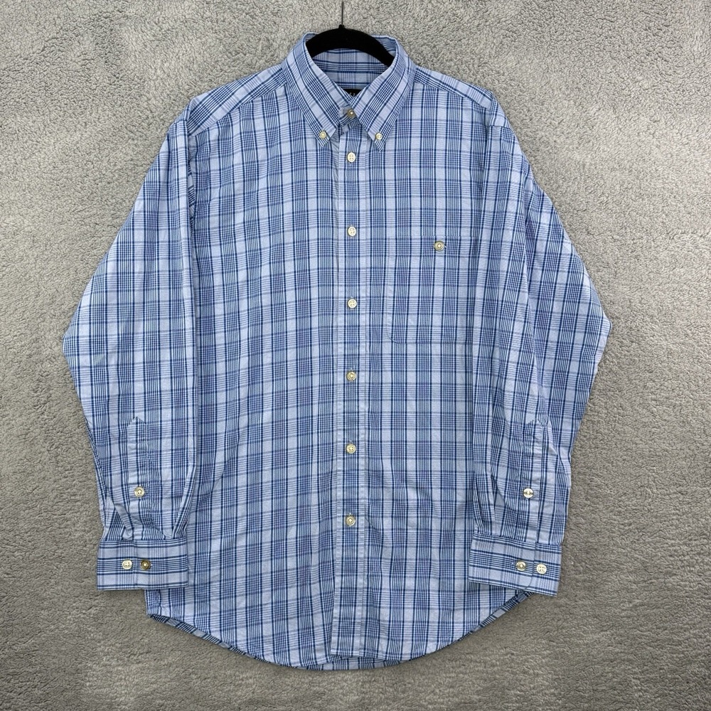 Orvis Men's Blue Plaid Check Dress Shirt Button Down Long Sleeve Cotton Sz M EUC